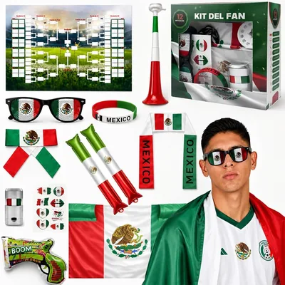 Paquete Fiesta Fútbol México 2026 – Accesorios, Bastones, Bocina y Gafas de Sol