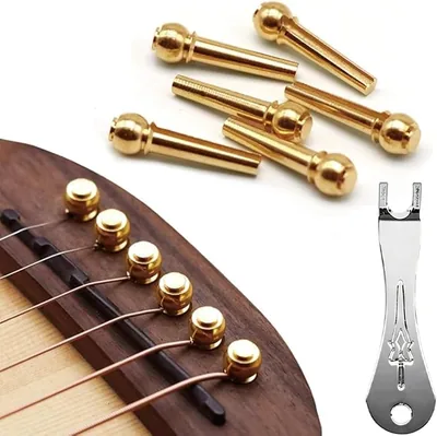 Pasadores de puente de guitarra, 6 piezas, pasador de extremo de latón puro para guitarra acústica, 6 cuerdas, clavijas de cl