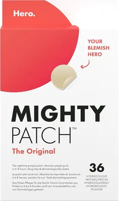 Patchs nocturnes Hero Cosmetics Mighty – Résultats en 6h – Technologie Hydrocolloïde – Absorbe les impuretés & rougeurs – Boîte de 72