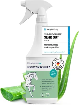Pferdepflege24 Insektenspray für Pferde – Sofortige Schutz und Pflegende Aloe Vera in 5 Größen – Langlebige Wirkung Gegen B