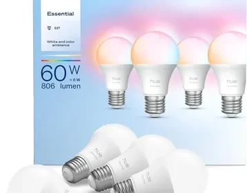 Philips Hue Essentiell Smart LED A60 Glühbirne, Weiß und Farbige LED-Birne, E27 Sockel, 8W, 2200K-6500K, 806 Lumen LED-Licht, Dimmbar - 17% Rabatt in Slovenia
