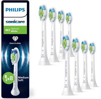 PHILIPS Sonicare W2 Optimal White, äkta tandborsthuvuden, vita, 8-pack, HX6068/87 Best Deal
