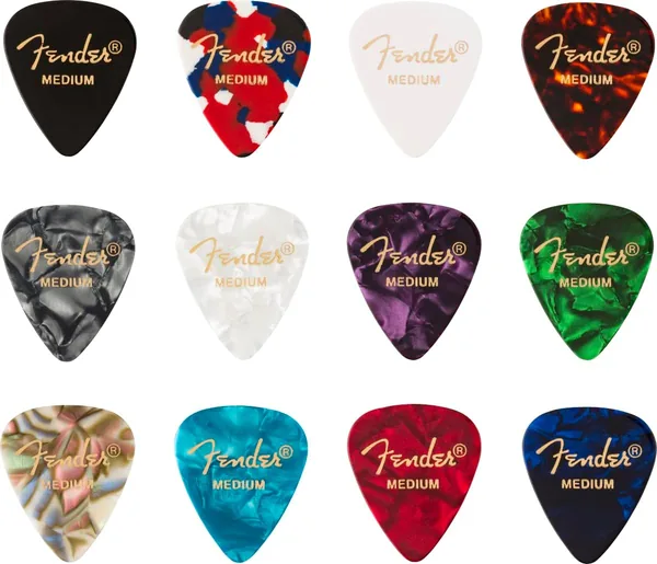 Plectres Celluloid Fender 351 Shape, paquet de 12, taille moyenne – Meilleur Prix
