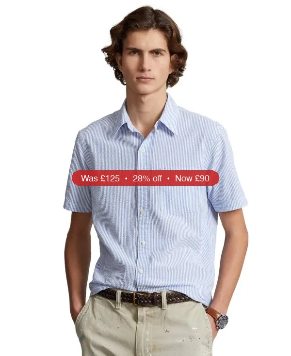Polo Ralph Lauren Men’s RL Prepster Classic-Fit Seersucker Shirt – 28% Off