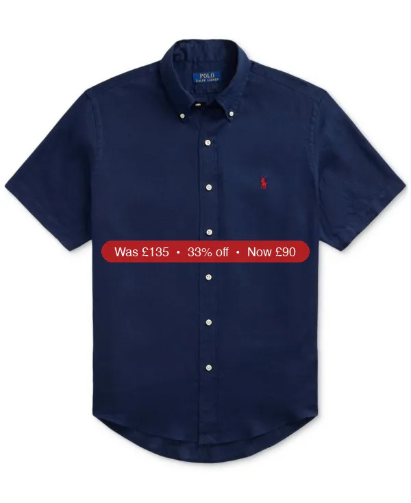 Polo Ralph Lauren Men’s Short-Sleeve Linen Button-Up Shirt – 33% Off