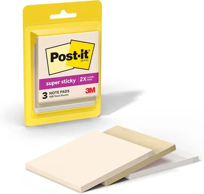 Post-it Super Sticky Notes 3 Pads 3x3in Office School Supplies, Best Deal