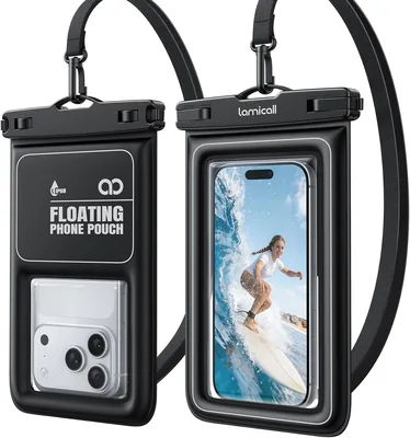 Pouch pour smartphone Lamicall Étanche – [Supérieure flottabilité] 2 Pouches IP68 avec corde ajustable, HD Touch – Pack de 2