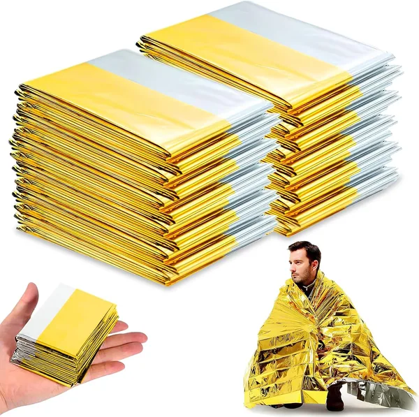 PQETBV 10 x Couvres-feu Thermiques d’Urgence (210 x 160 cm) – Premier Secours, Camping, Randonnée, Voiture, Couvres-feu pour Extérieur
