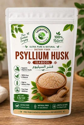 Psyllium Husk (Isabgol) 100g – Pure Natural Dietary Fiber – Digestive Health Support – No Preservatives – Vegan