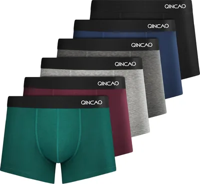 QINCAO – Boxer Shorts Uomo, 6 Pezzi, Senza Etichette, Cotone, Taglie S-4XL
