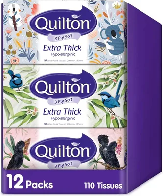 Quilton 3-Ply Extra Thick Facial Tissue 12 Boxes Best Deal