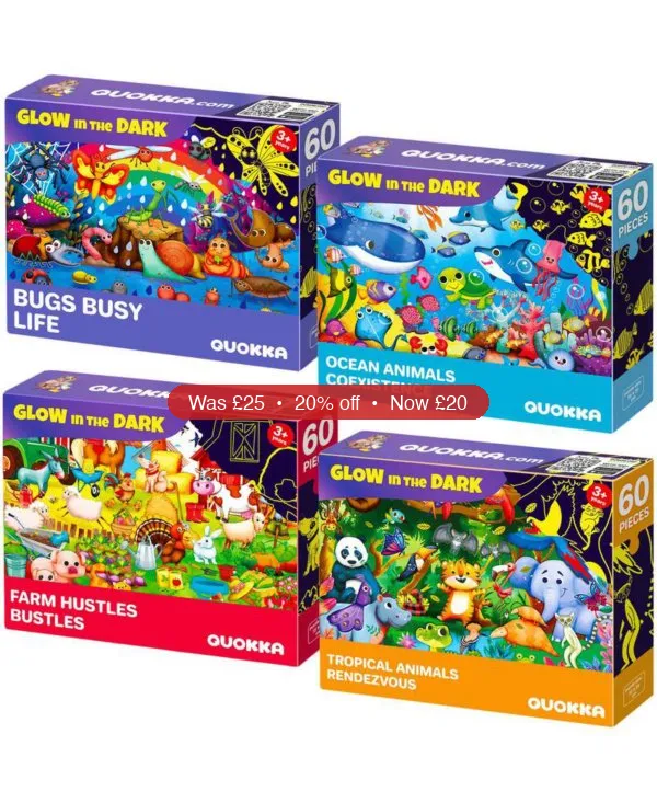 Quokka 4 x 60 Piece Puzzles for Kids Ages 4-6 – Glow-in-The-Dark Puzzles – 20% Off