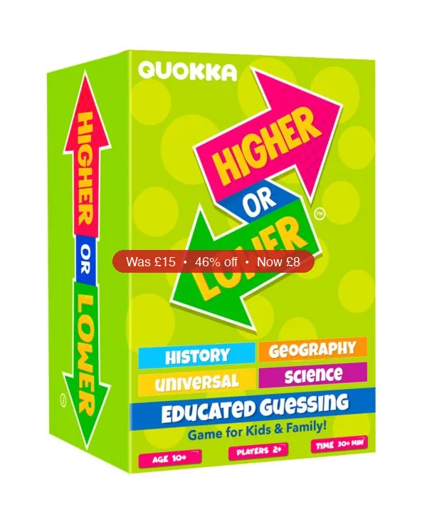 Quokka Board Game for Kids – Family Card Game for Kids and Adults – Higher or Lower | Guess Fun Questions | Easy to Learn | 2 + Players – 46% Off