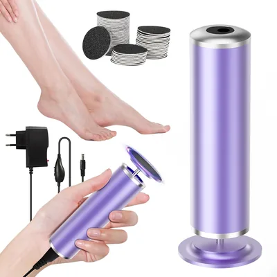 Râpe Pieds Électrique Violet – Ponceuse avec 60 Tampons – Anti-callosités Puissante, 0-1200 tr/min