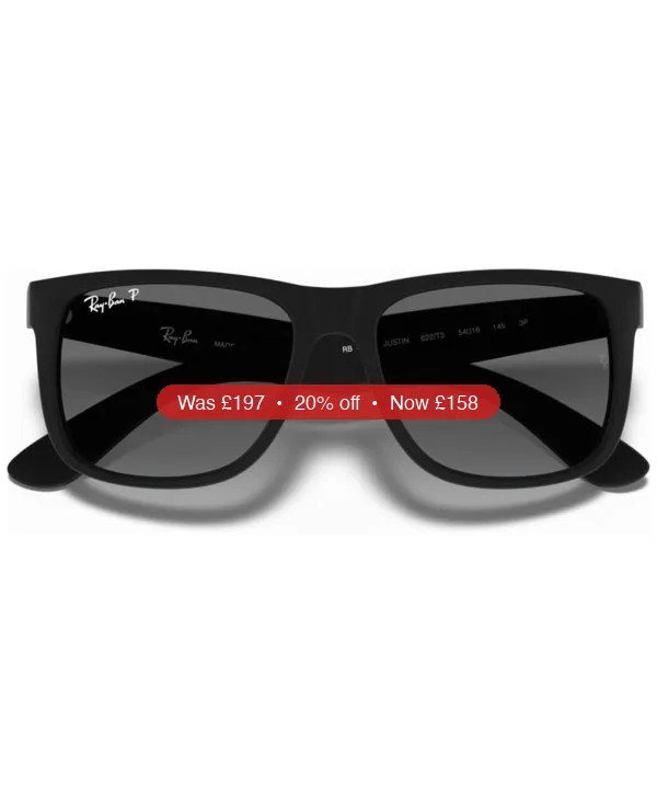 Ray-Ban Unisex Polarized Justin Gradient Sunglasses, RB4165 – 20% Off