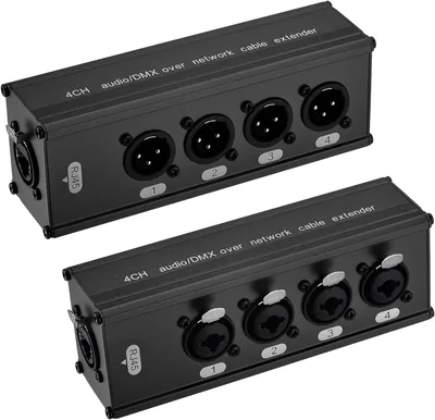 Rebower 1 par de cables XLR de red múltiple de 4 canales y 3 pines, extensor Ethernet XLR sobre RJ45, compatible con Cat5/Cat