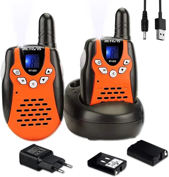 Retevis RT602 Radio Talkie-Walkie Rechargeable pour Enfants, avec Base de Charge et Batterie Li-ION, Lampe de Poche, Idéal Camping – Meilleure Offre