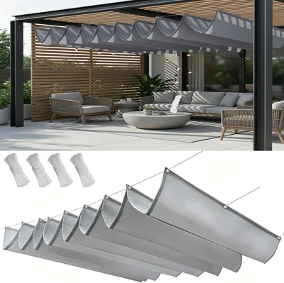 Retraktabel Vave Solskiddsail 350x400cm Vattenfritt, Regnskiddsatt, UV-Resistent Solskydd, Tak Med Röp Vave Awning Shade Sail f