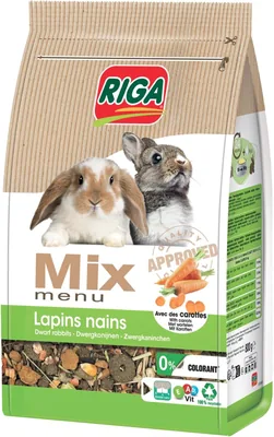 Riga – Menu Mix pour Lapins Nains – Mélange de Vitamines et de Légumineuses – Carotte – 4.5/5 étoiles (1524 avis)