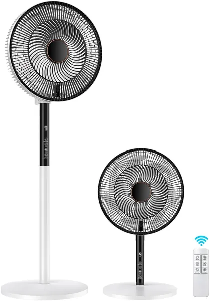 Rintea Ventilateur sur Pied avec Télécommande, 9 Vitesses, Minuterie 9h, 4 Modes, Écran LED, Oscillant 90°+15°, Contrôle Tactile – Meilleur Prix