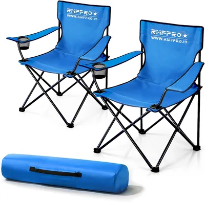 RMF PRO Sedia da Camping Pieghevole con Seduta Comoda e Rilassante, Portali per Beach Chair con Supporto Cup – Mare e Giardino