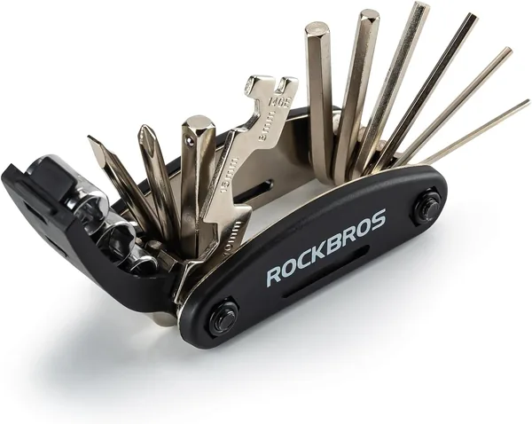 ROCKBROS Fahrradmultitool 16-in-1 – Faltebares Reparaturset für Fahrräder aus Stahl, Kompakt & Leicht, Schwarz, 1 Set (31% Rabatt)