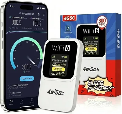 Routeur WiFi 6 Portable 5G Déverrouillé, Modem Mobile 5G avec Emplacement Carte SIM, Connexion jusqu’à 30 Appareils, Modem In