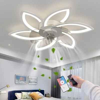 RRBEST Lampada da Soffitto LED con Ventilatore Silenzioso a 6 Fiamme, Dimmabile con Telecomando e Controllo APP – Risparmia il 5%