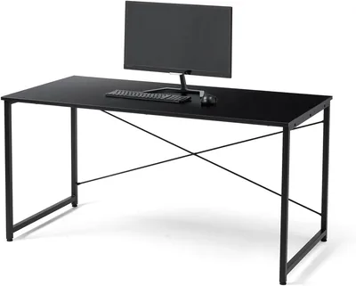 Sanwa Direct 100-DESKF059BK デスク（モニターアーム対応、簡単組み立て、ブラック、55.1 x 27.6インチ） ベストプライス