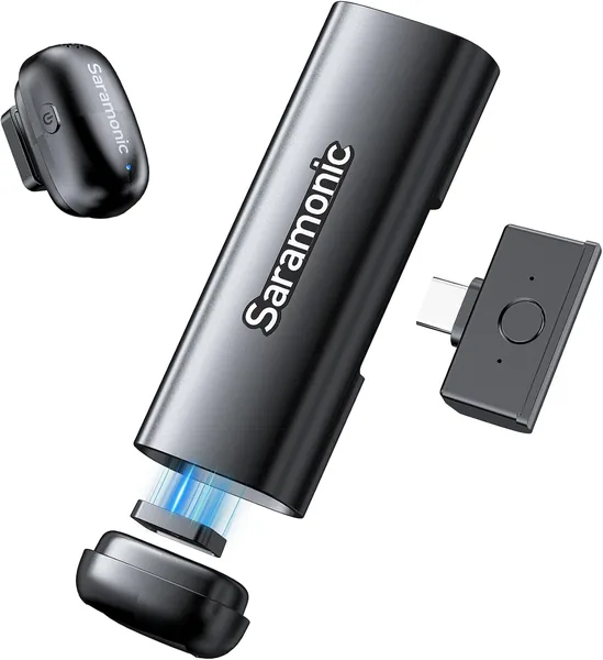 Saramonic Air SE Mikrofon för mobiltelefon, 48 kHz/24 bit, USB-C Mini Mikrofon för iPhone 15/16/17, Android, Wireless Lavalier – 5% Avrunkad