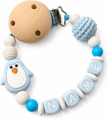 Schnullerkettenwelt Dummykette Personalisiert mit Name – Geschenk für Neugeborene, Taufe & Baby-Duschen für Mädchen & Jungen – Si