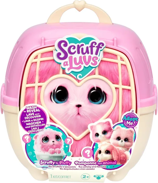 Scruffaluvs Pequeños Mascotas Vivas Scruff Mascota Rosa – Sorpresa Peluche, 19 cm – Descubre 1 de 3 Mascotas Rescatadas: Perrito o Conejo