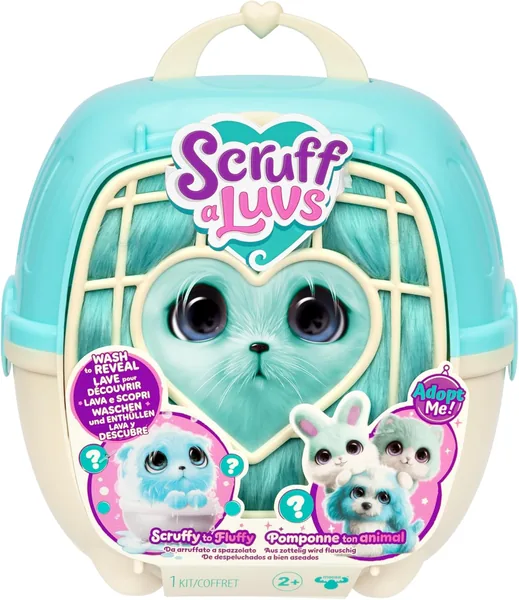ScruffaLuvs Scruff Pet Azul – Sorpresa Peluche, 19 cm – Descubre 1 de 3 Mascotas Rescatadas: Cachorro, Conejo o Gatito