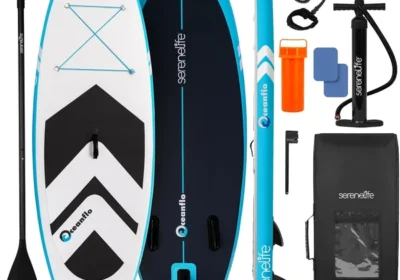 SereneLife 7'9" uppblåsbar stand up paddleboard för barn - SUP för ungdomar med enkelverkande pump, justerbar paddel och rygg - Best Deal in Sweden