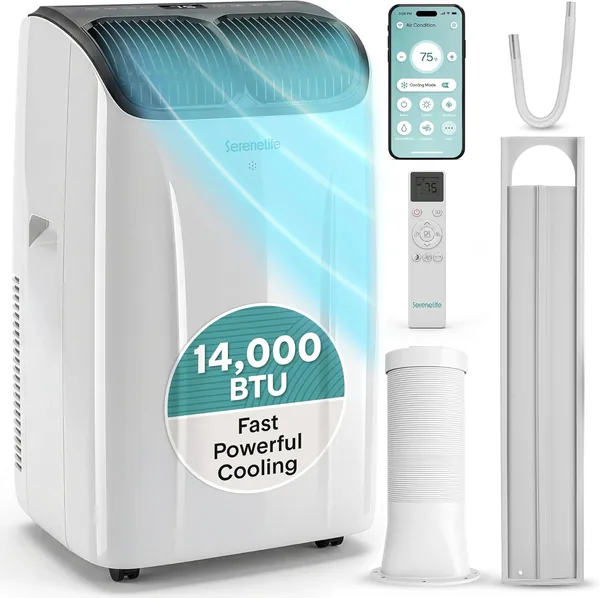 SereneLife Portable Air Conditioner 14000 BTU – Silence 3 en 1 Climatiseur Mobile avec Wi-Fi, Déshumidificateur, Ventilation, Rém