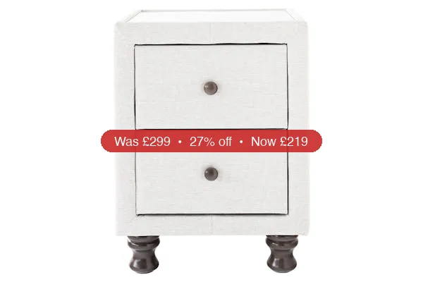 Shelbourne Bedside Locker | 2 Drawer | Oat – 27% Off