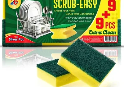 Free ad: Silver Pot Kitchen Sponge & Scourer - 18 Pack (9+9), Dual-Purpose Cleaning for Pots, Best Deal: 32% Off in Bahrain. Silver Pot Kitchen Sponge & Scourer - 18 Pack (9+9), Dual-Purpose Cleaning for Pots, Best Deal: 32% Off in Bahrain