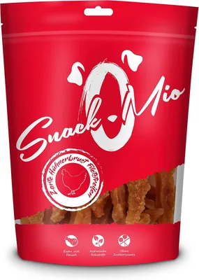 Snackomio – Frâches Lanières de Poitrine de Poulet Sans Grain – 1 Pack (500g)