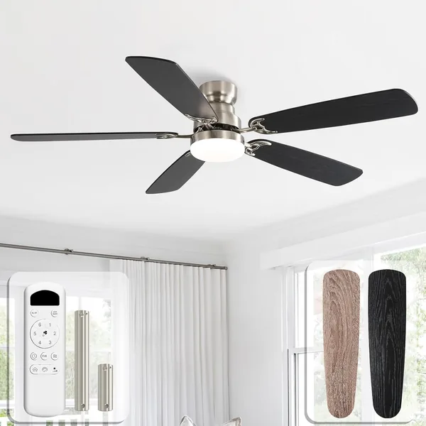 Sofucor Plafond Ventilateur avec Lumière, 132 cm Ventilateur LED Dimmable, Télécommande, 6 Vitesses, Silencieux DC Reversible, Timer pour Chambre à Coucher – Meilleur Prix