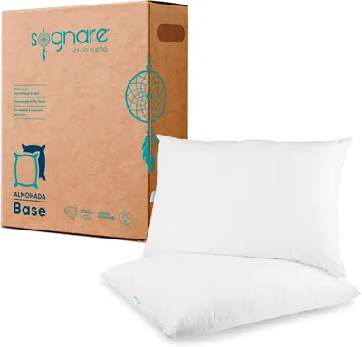 Sognare Línea Base – 2 Pack Almohadas Tamaño Estándar con Relleno Semi Firme de Microfibras de Gel y Tecnología Softy Touch (53% Off)