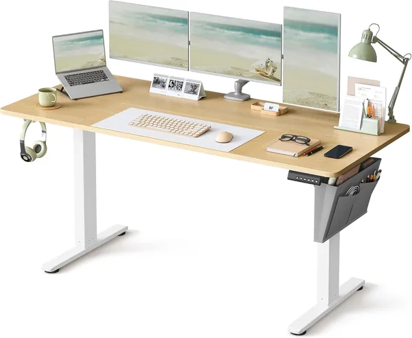 SONGMICS Elektrische hoogteverstelbare bureau LSD136Y01 met 4 geheugenfuncties Sit-Stand tafel voor kantoor thuiskantoor 160 cm