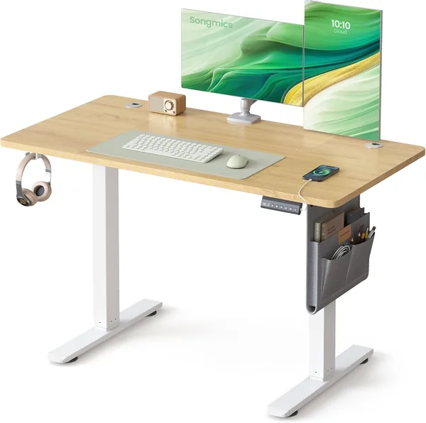 Songmics Elektriskt högmodulert skrivbord, 120x60cm, 4-hets minnefunktion, USB-C port, Gold LSD132YA01 – 28% Avrinkt