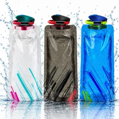 Sonnenlächeln Pack 3 Falten Trinkflasche, wiederverwendbarer Wasserflasche, 700 ml Klappwasserflaschen-Set, tragbar