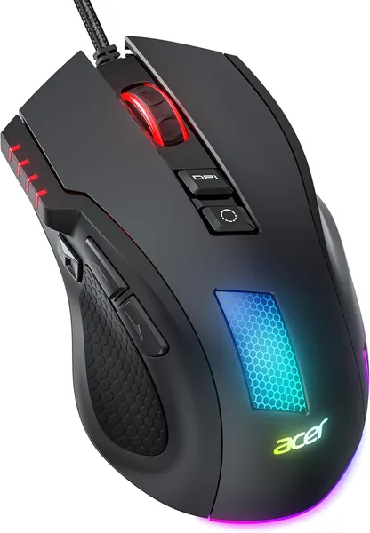 Souris de jeu filaire Acer avec capteur optique 12 800 DPI, 8 boutons programmables, macros avec bouton Fire – 23% de réduction
