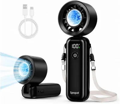 Spopal 5000mAh Ventilador Portátil Recargable con Enfriador, 100 Velocidades | Autonomía de 15 Horas, Vientos Fuertes de 10 m/s – Ahorra un 13%