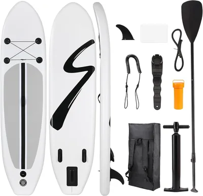 Stand Up Paddle Board SUP Inflatable met Pompen, Zitplaats, Fin en Tassen – Double Paddle voor Water Sporten