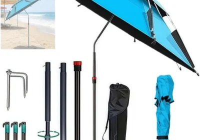 Strandschirm Durchmesser 160 cm mit Bodensteckung, winddicht, stabil, 360° Drehbar, faltbarer Strandschirm in Switzerland