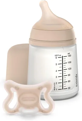 Suavinex – Botella Anti-Colic + Pacificador Cero Cero. 180 ml con Teta Ajustable (A) y Tamaño para Recién Nacido -2/2, 25% de Descuento