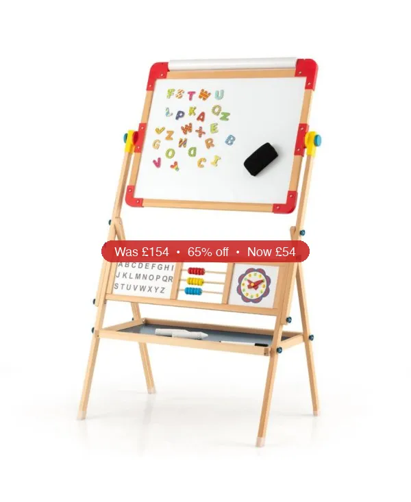 SUGIFT 3-in-1 Wooden Art Easel for Kids with Drawing Paper Roll – 65% Off