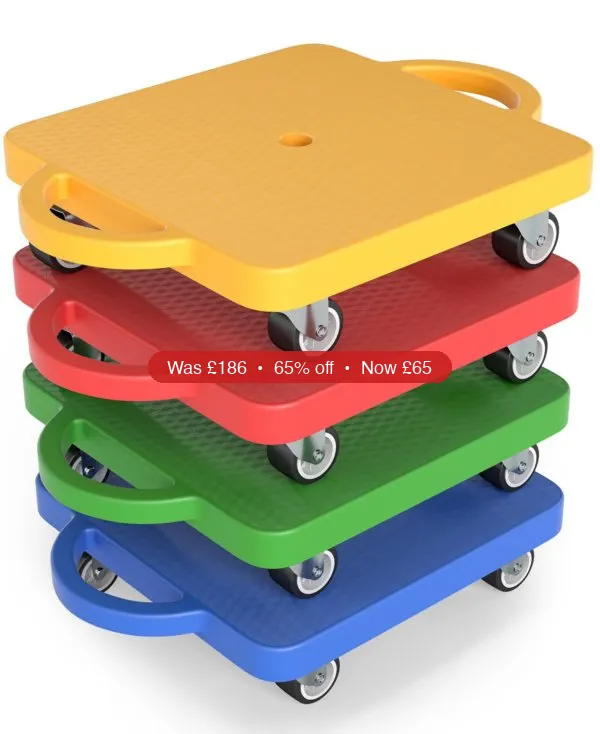 SUGIFT 4/6-Pack Kids Sitting Scooter Set with Handles and Non-marring Universal Casters – 65% Off